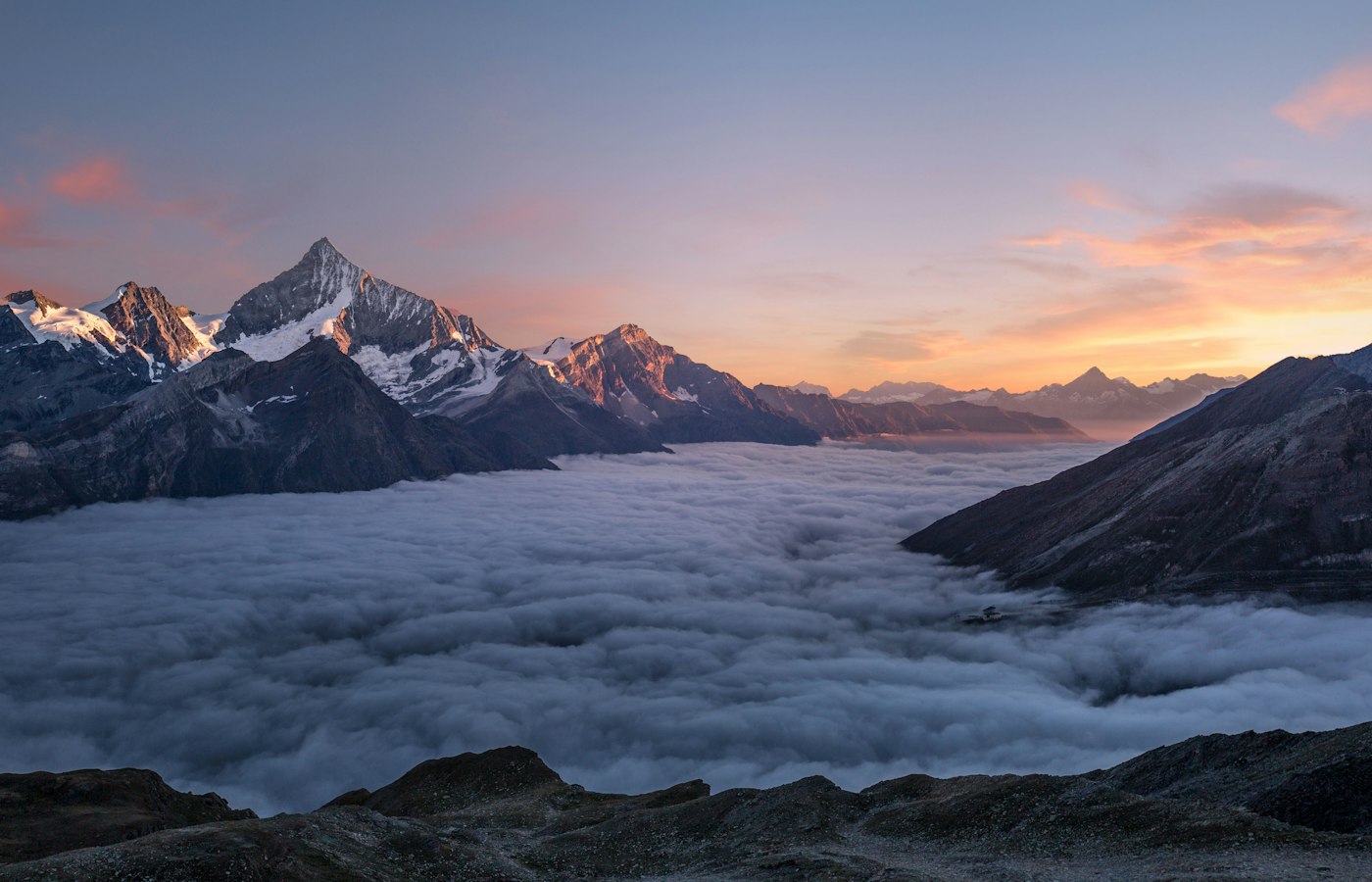 Mountain ridgeline in soft morning light